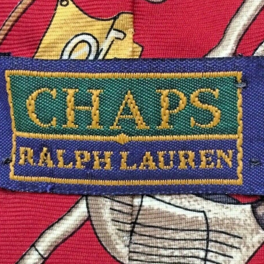 Chaps Ralph Lauren Golf Tie Red 100% Silk - Picture 2 of 5